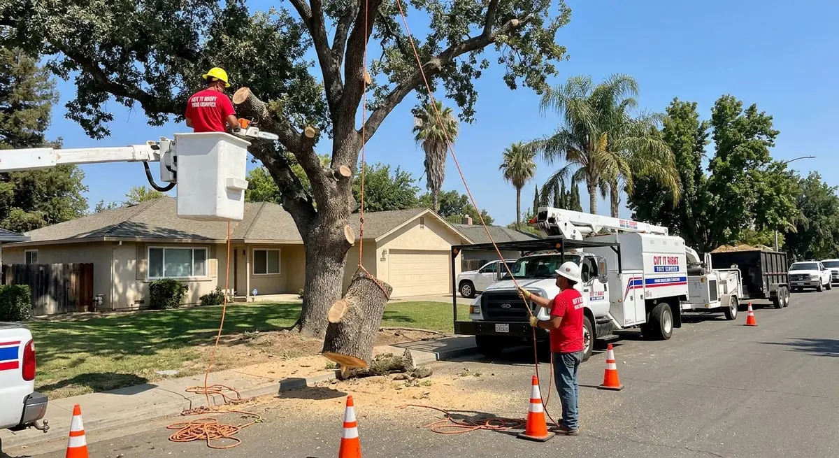 Cut Rite Tree Service crew removing a tree in Fresno
